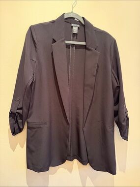 Soho Apparel Ltd. - Black Open-Front 3/4 Sleeve Blazer